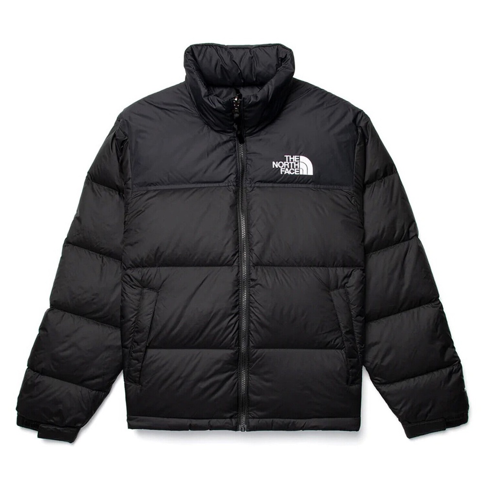 The North Face Black Puffer Jacket with High Collar and Insulation